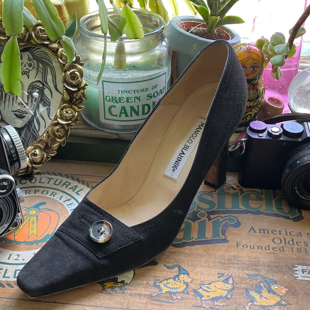 Manolo Blahnik Black Suede Heels